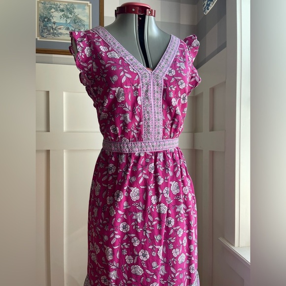 LOFT Pink and White Floral Maxi Dress Size 10 - Picture 10 of 11